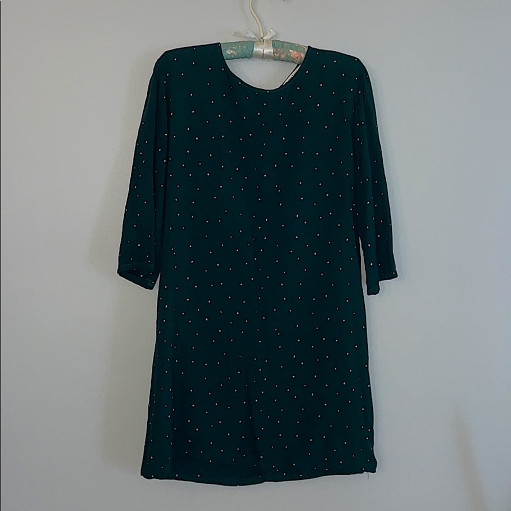 Marine Layer emerald green dress w/white dots sz M